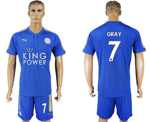 Leicester City #7 Gray Home Soccer Club Jersey